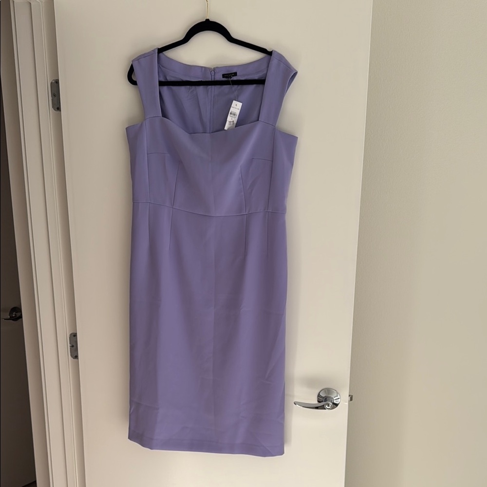 Ann Taylor Purple Sheath Midi Dress Square Neck Sleeveless